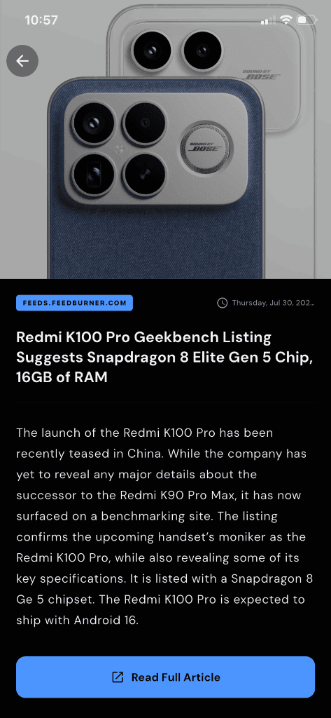 Habit News Article Reader Screen
