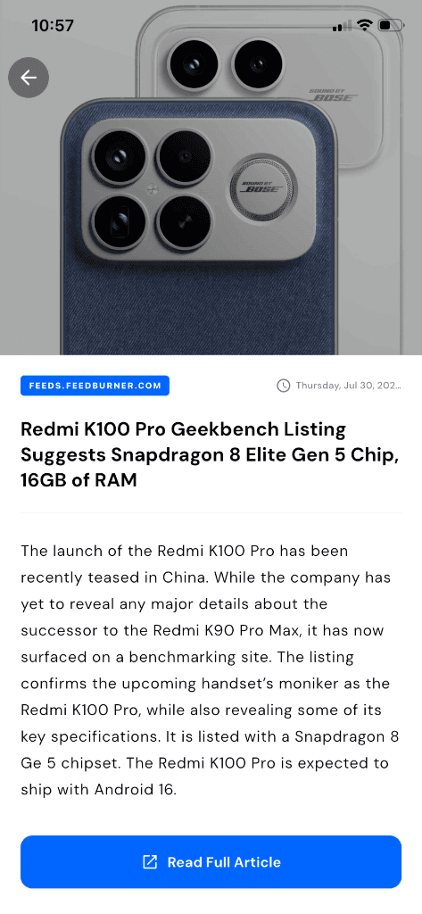Habit News Light Mode Interface